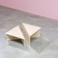 Modern minimalist luxury natural stone high-low combination tea table hotel living room travertine coffee table