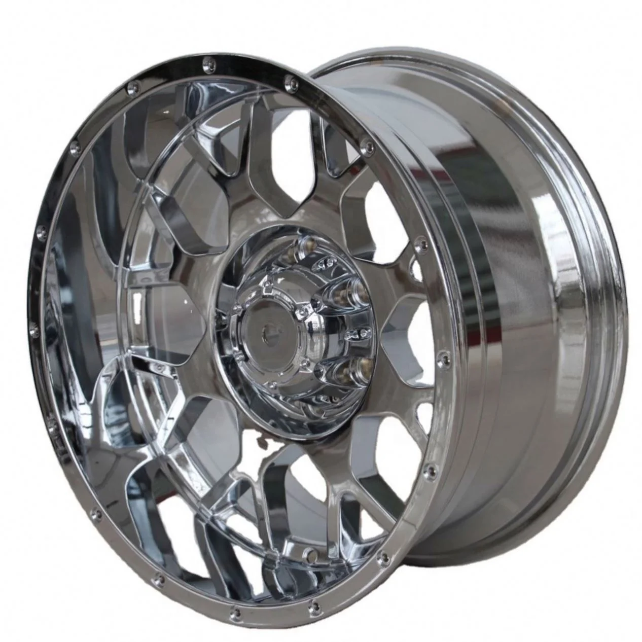 Deep Dish Chrome Silver Off-Road 4X4 Alloy Wheel Rims For 17 18 20 Inch 22Inch *12J 5*114.3~150 6*114.3~150 8*165~180