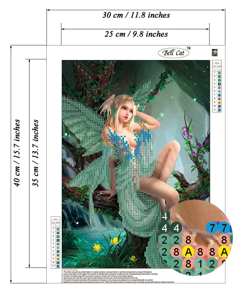 
DIY Fairyland Beauty Diamond Painting for gift and indoor decor with Partial covered Round acrylic diamond on Oil canvas 40x30cm 