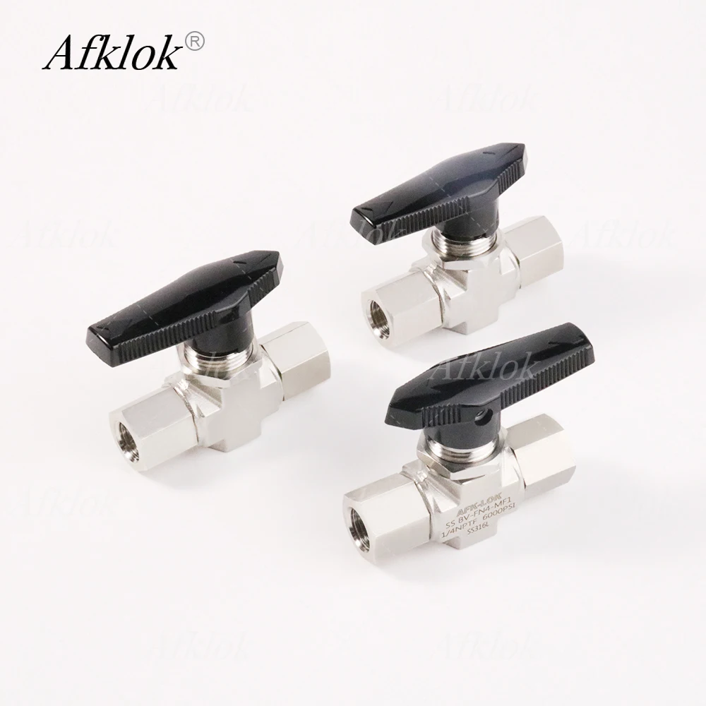 6000psi 1/4in Female Thread NPT Stainless Steel 316L High Pressure Ball Valve for Air Nitrogen Oxygen Carbon Dioxide Natural Gas