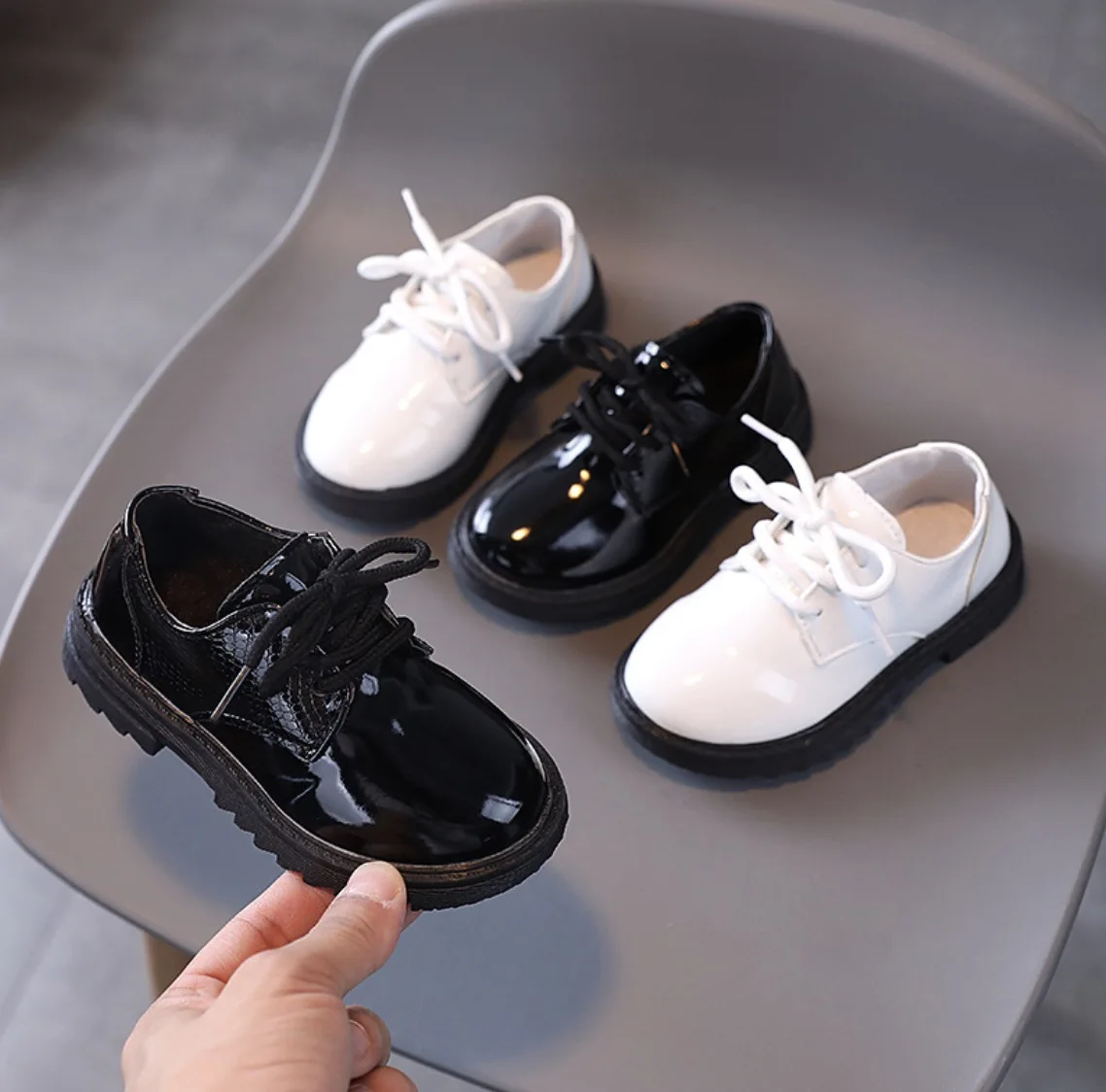 ALBBS01 Hot selling cheap boy black kids school shoes
