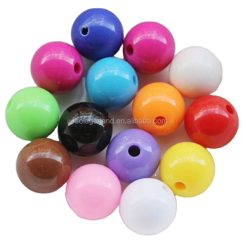 Wholesale  Various Opaque Colors 6mm To 20mm Acrylic Round Loose Beads For  Jewelry Craft Making