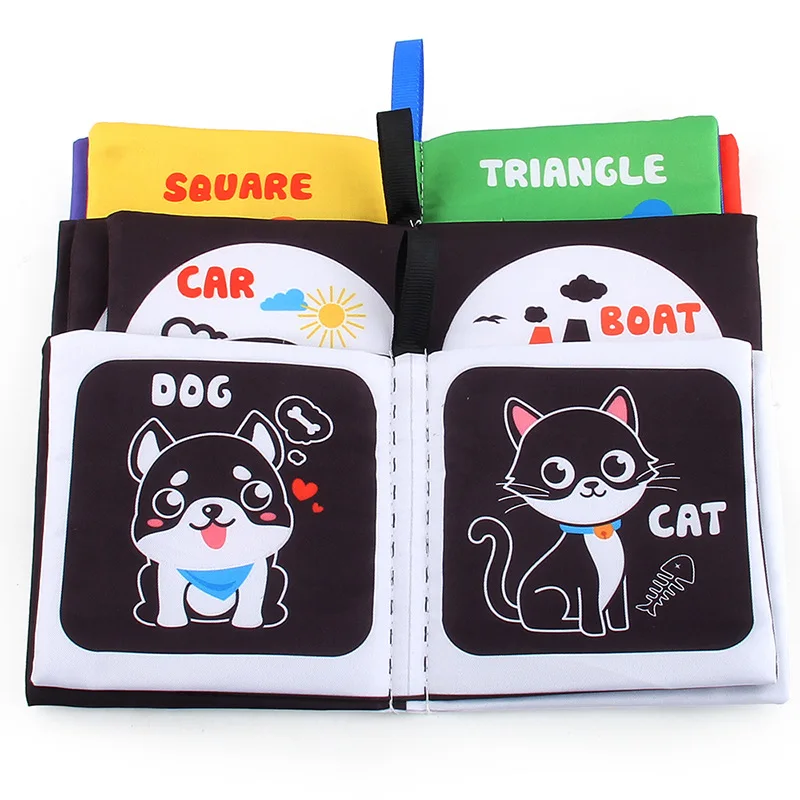 Recycle Custom early education toy English palm book snap finger tear baby cloth books for kids