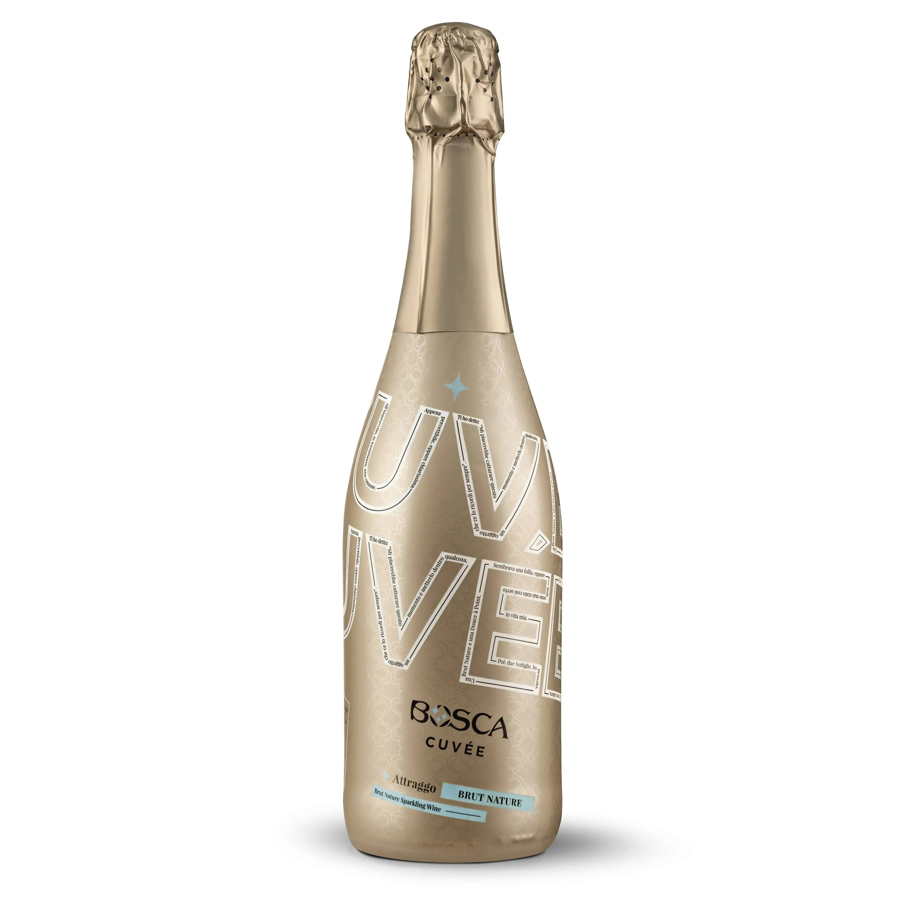 Premium Quality Italian CUVEE BRUT NATURE ATTRAGGO Dry Sparkling White Wine | Alcoholic Beverage for Meals and Cocktails