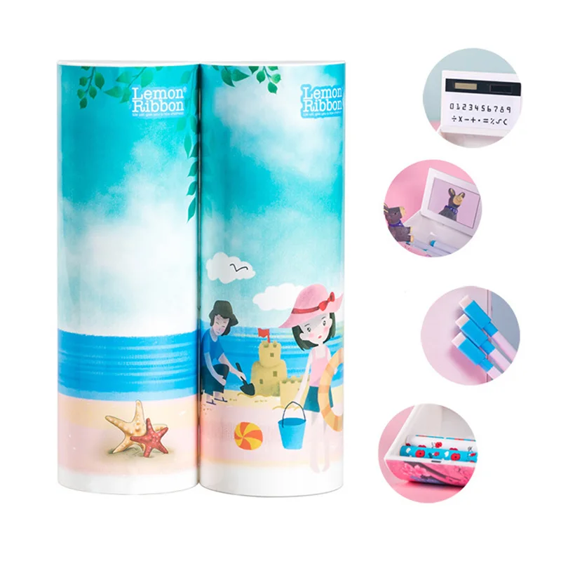 POSH DREAMS Cylindrical detachable two stationery boxes multi-function calculator male and female student pencil case