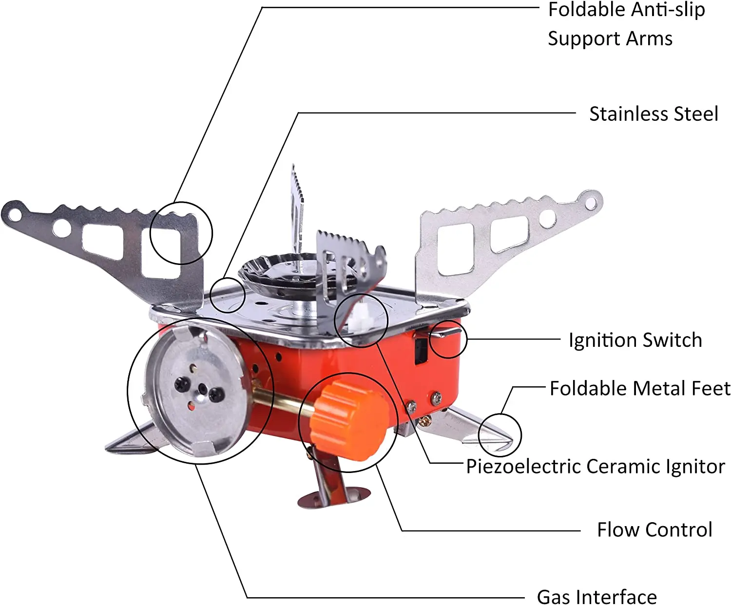 Comfort Portable Card Camping Type Gas Stove Burner Cast Iron Modern Novel Design Factory Price Small Gas Stove Free Spare Parts