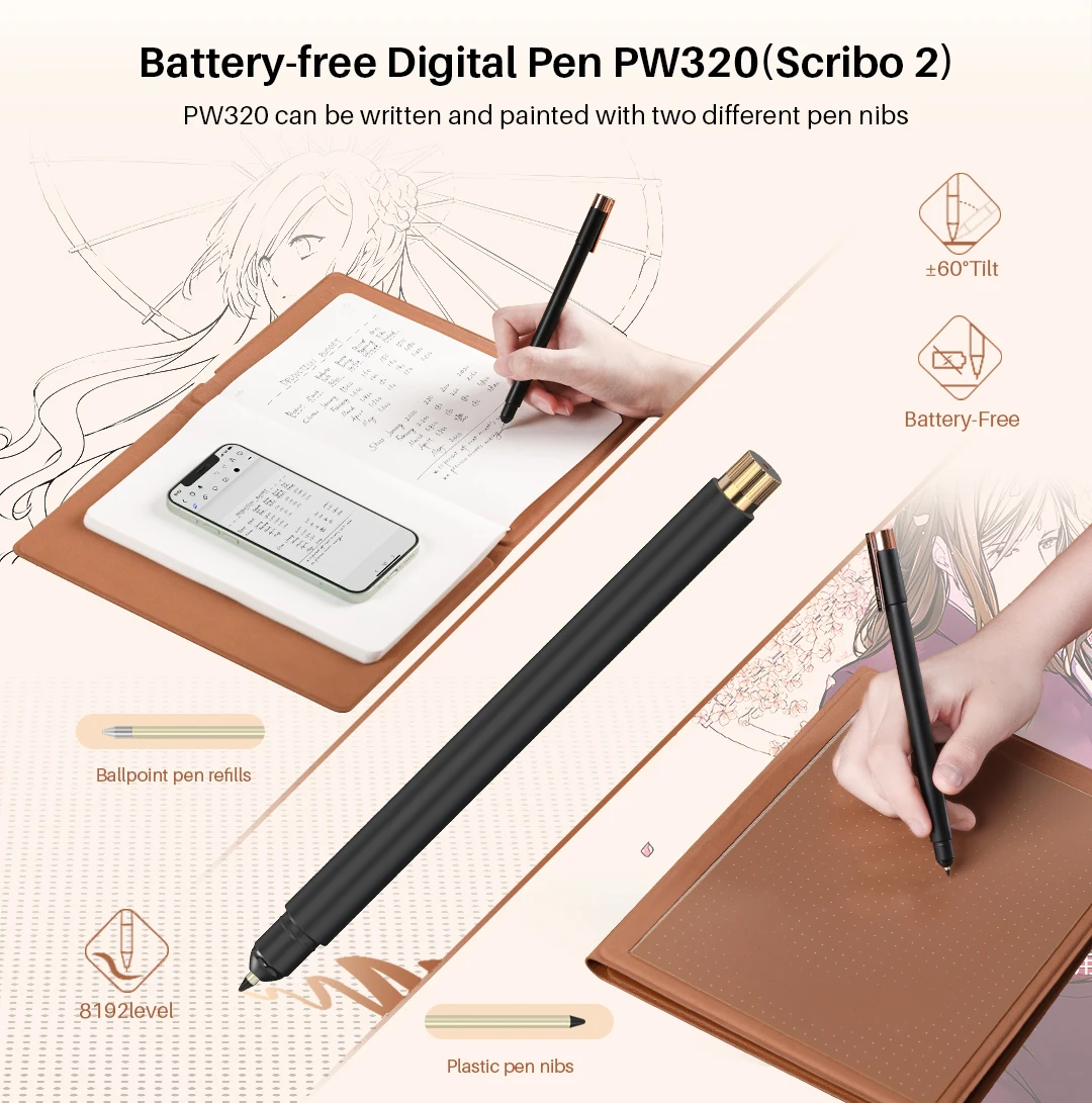 HUION note X10 2 in 1 dual purpose portable drawing handwriting reusable digital smart notebook with pen OEM available