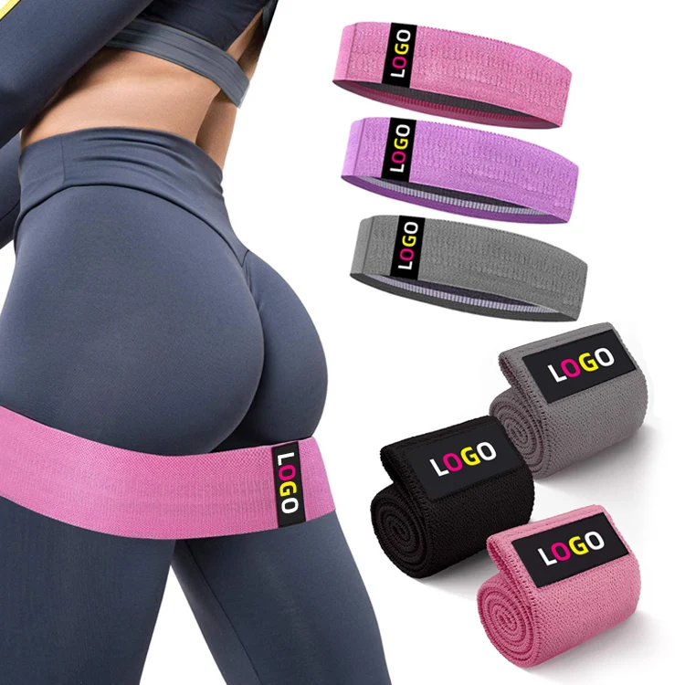 Custom Logo Printed Polycotton Latex  Exercise Booty Hip Circle Set Elastic Fitness Resistance Bands