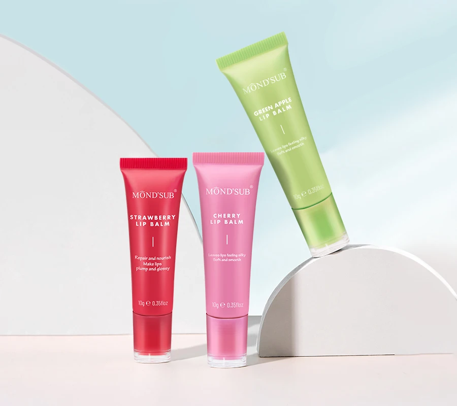 Custom Natural Organic Vegan Moisturizing Pink Strawberry Lip Balm Private Label  Hydrating Lips Care Fruit Lip Moisturizer