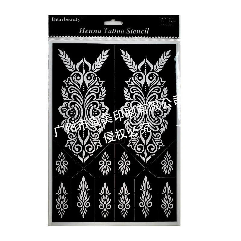 custom large size made mehndi hand stickers PVC Body Art henna tattoo sticker foot henna stencils sticker