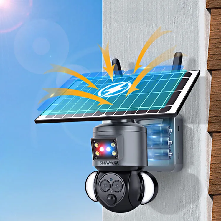 6mp solar battery powered 4G wireless securitiy PTZ wifi farm outdoor perimeter products alarm anf light system cameras