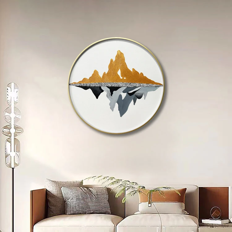 Abstract Golden Mountain Canvas Wall Art Prints Gold Birds Posters Nature Landscape Painting Inspiring Pictures Home Wall Decor