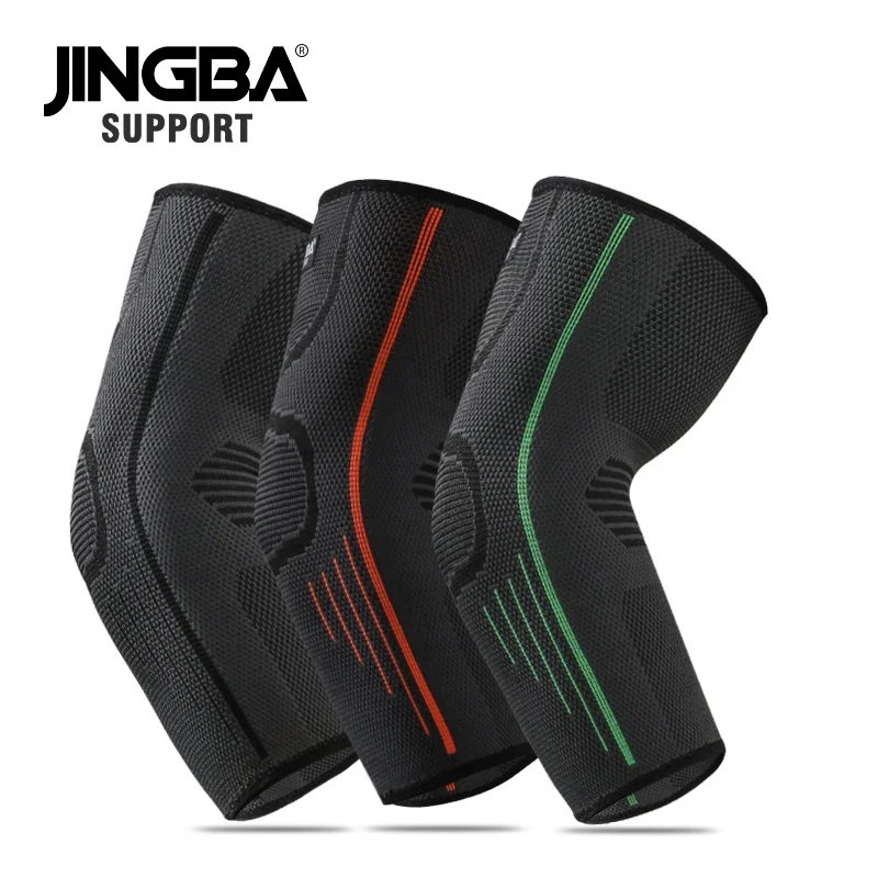 JINGBA Hot Sell Elbow Sleeve basketball protection Nylon Tennis Elbow Bandage Knitting Long Arm Brace Compression pads