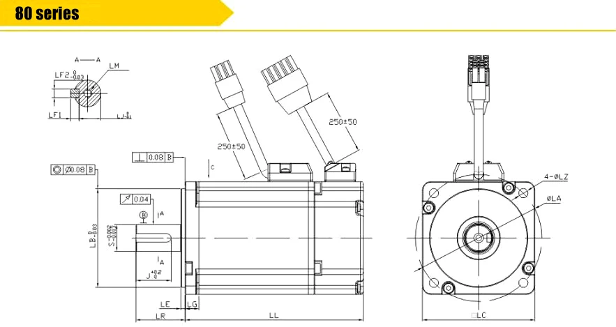 2000rpm 3.18nm 80DNMA2-0D75CKAM 0.75kw ac servo motor flange 80mm servo motor