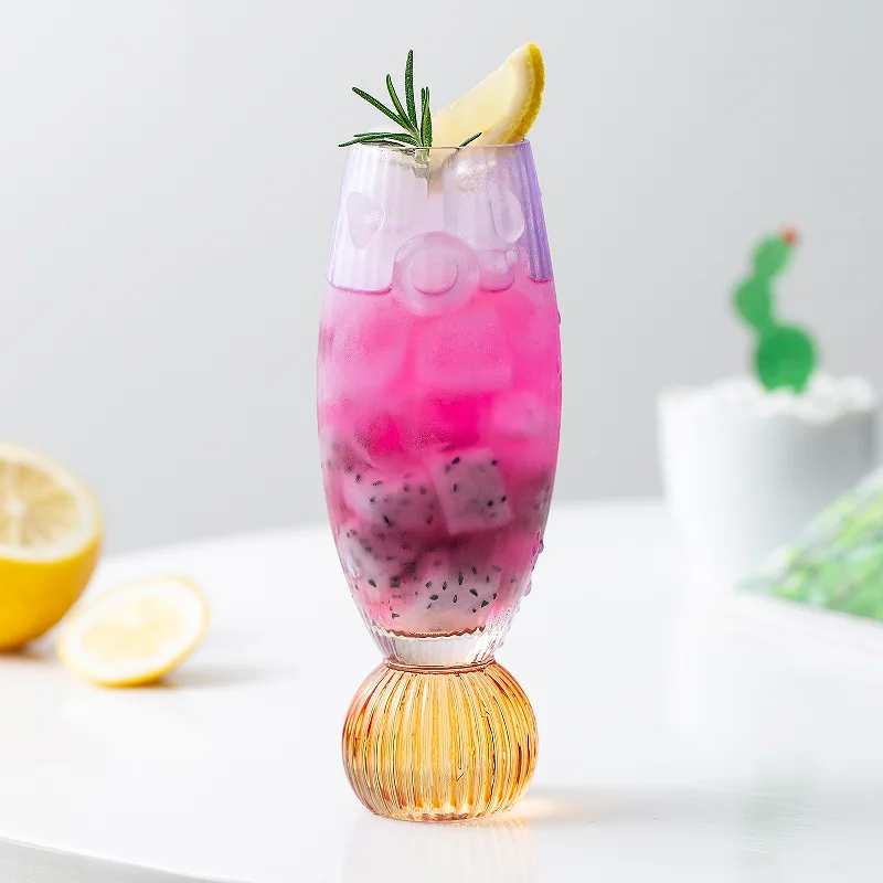 Raymond Vintage Retro Style Garden Goblets Crystal Wine Glasses with Wooden Stem Handcrafted Cup and Glassware