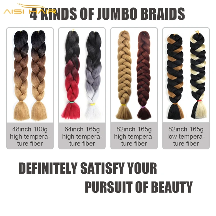  Aisi Hair джамбо волосы плетеные крючком предварительно растянутые термостойкие 48 дюймов для Afircan синтетические