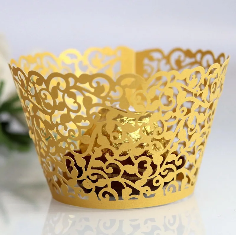 Laser Cut Wedding Crown Cupcake Wrappers Muffin Paper Baking Cake Cups Decoration