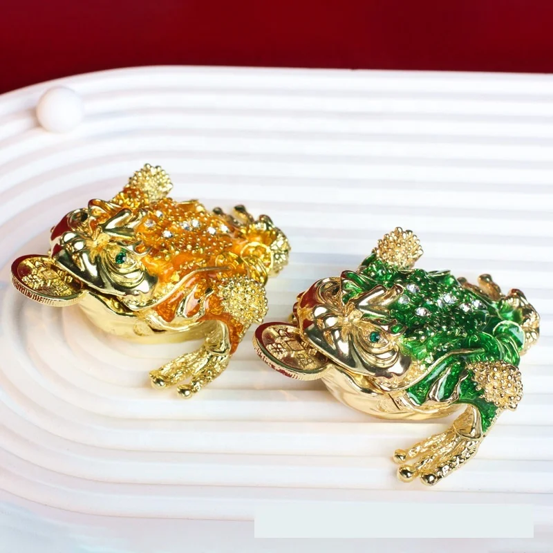 Factory Directly Sale New Creative Chinese Style Toad Enameled Trinket Boxes For Home Decoration