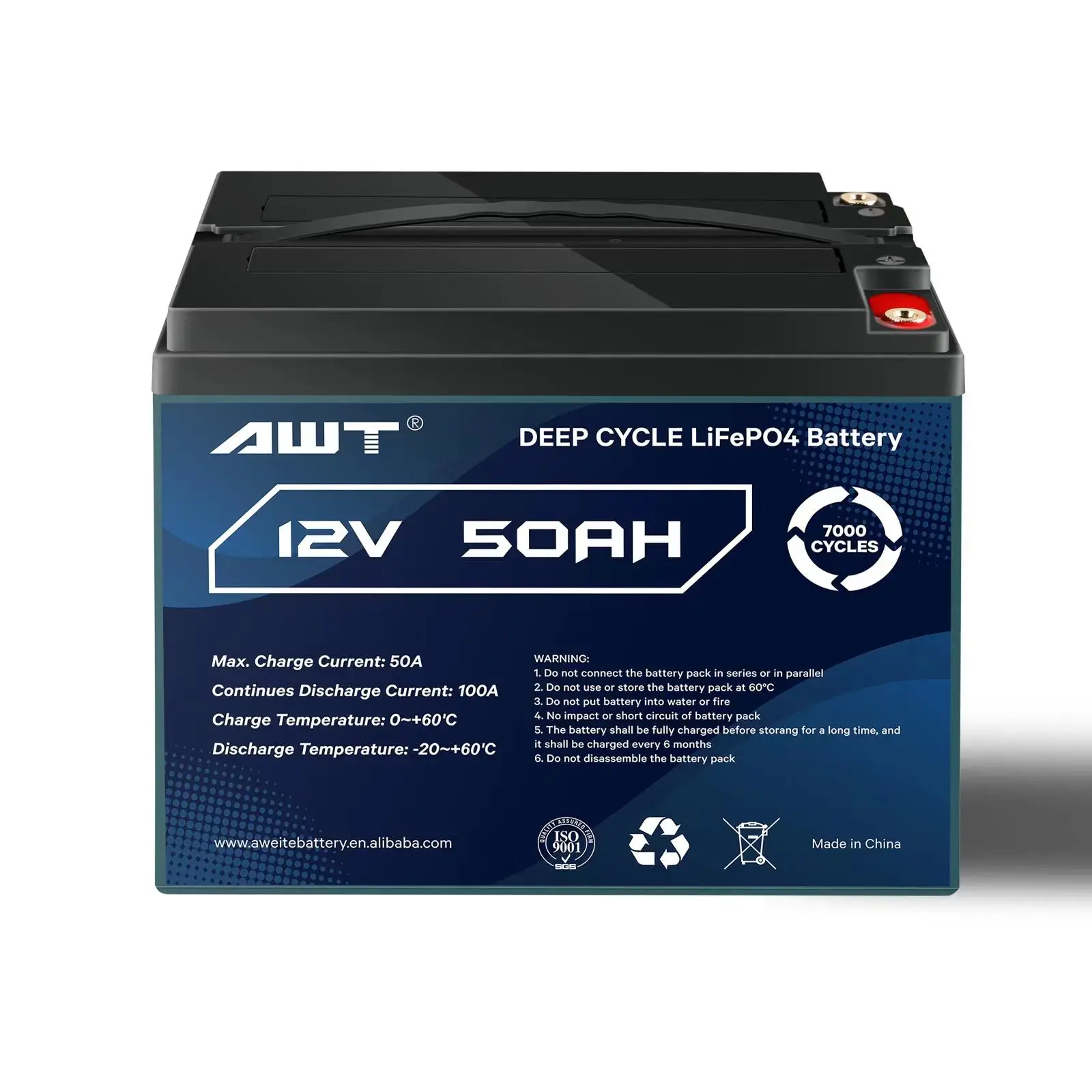 Lifepo4 Bateria 12v 50ah Lithium Iron Battery Pack IP67 12 V 50 Ah Lifepo4 Battery Long Cycle Life For Home Appliances