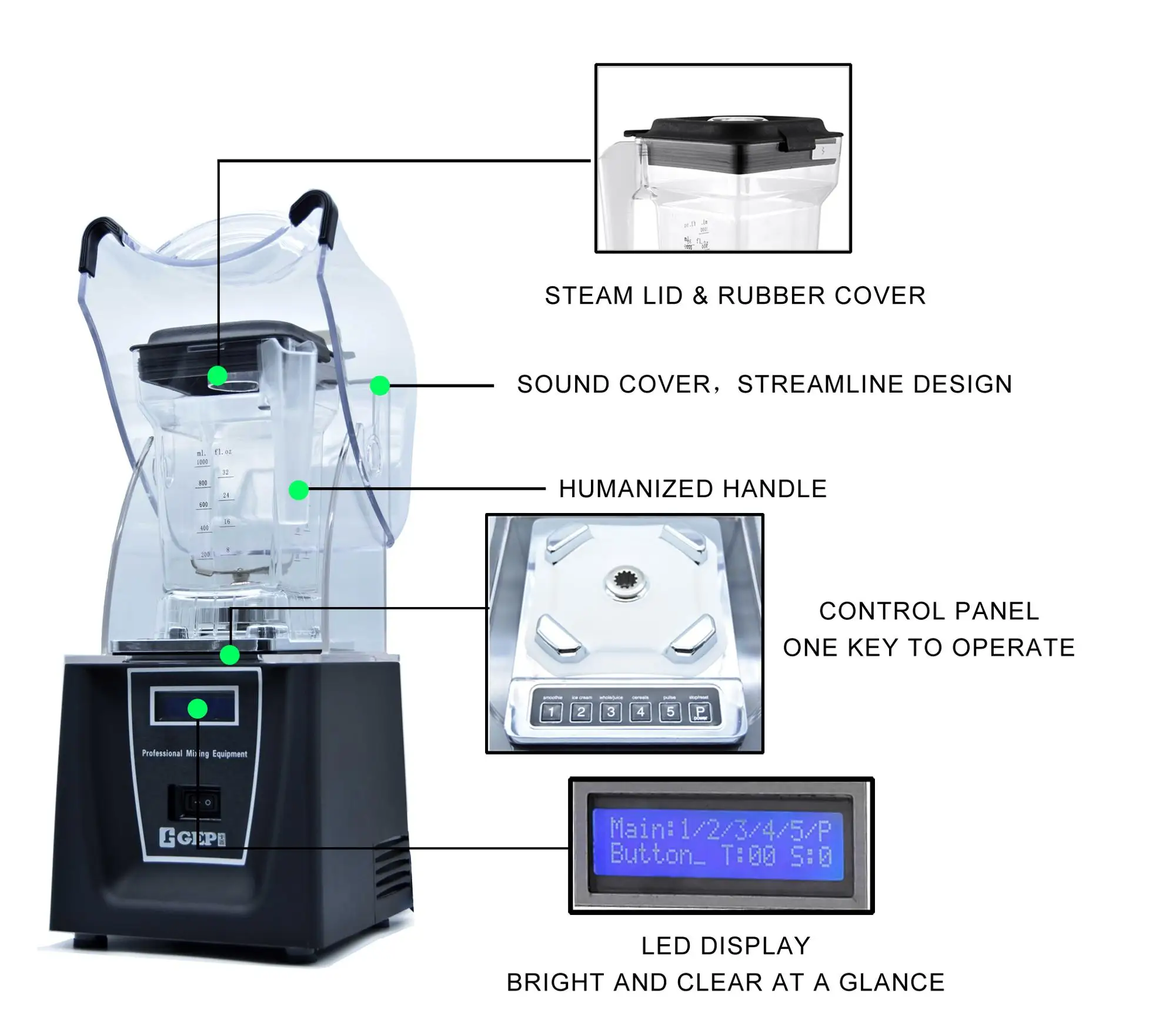 Low-Noisy 1.5L High Power Smoothie Milkshake Machine Blender