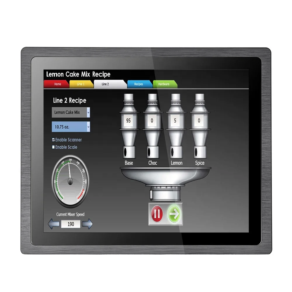 12 В 17 дюймов с 4:3 рамкой промышленного класса IP65 Aio PC ЖК-дисплей промышленный CNC резистивный емкостный сенсорный экран