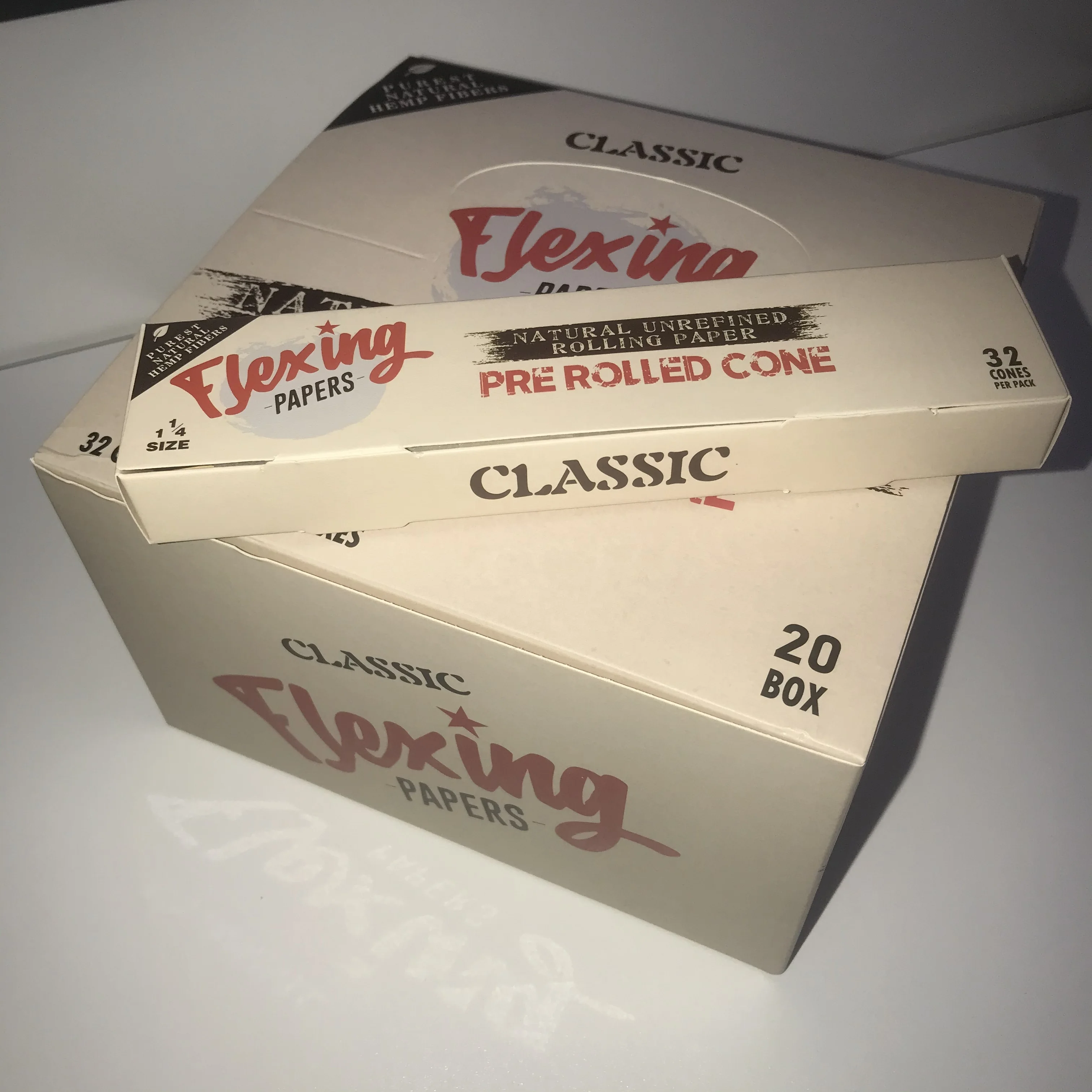 
Flexing papers brown rolling hemp paper 1 1/4 size 78 mm Pre rolled cones 20 boxes 