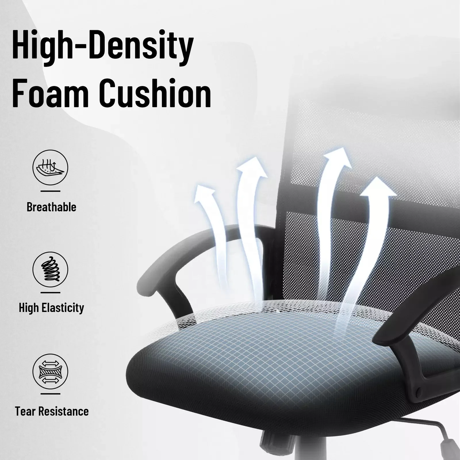Cheap Black Breathable Mesh Chairs Height Adjustable Mid Back Pc Task Rocking Swivel Desk Computer Chair for Office Meeting Room