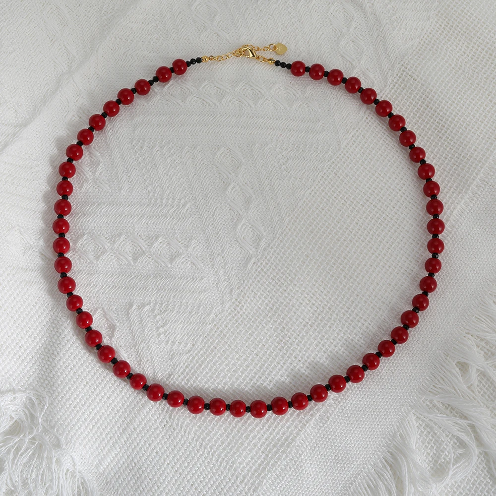 New Retro Trendy Crystal Bead Necklace for Women Geometric Gold-Plated Pearl Party Jewelry with Beaded Bracelet Chain