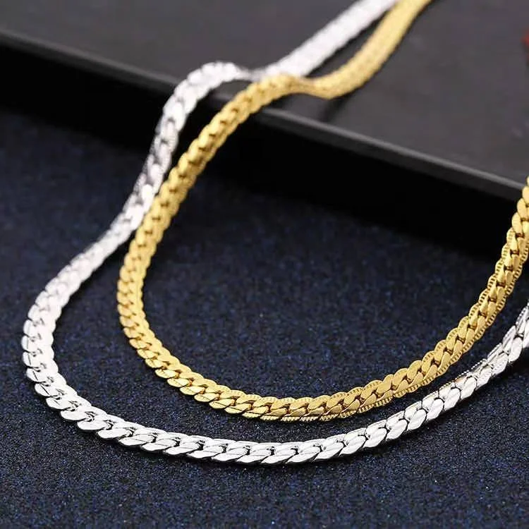  Chain Widely Used Rhodium Plated Customized Herringbone Snake Metal 14k 18k Gold Male Jewelry Mens