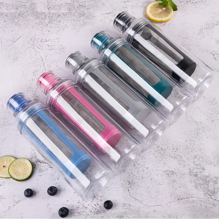 
2021 New Product BPA Free Sports Tritan Plastic Water Bottle With Sealed Leak Proof Lid And Tea Fruit Infuser Basket 700ml 25oz 