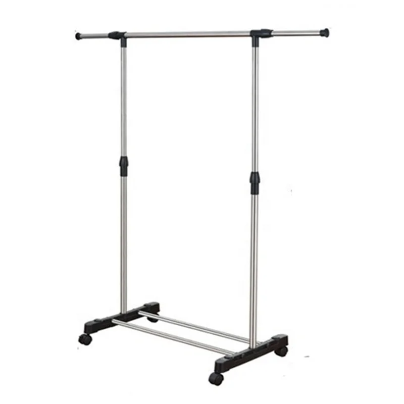 Customized Floor Standing Metal Hangers Bedroom Hanging Clothes Coat Racks With Wheels Easy To Moving