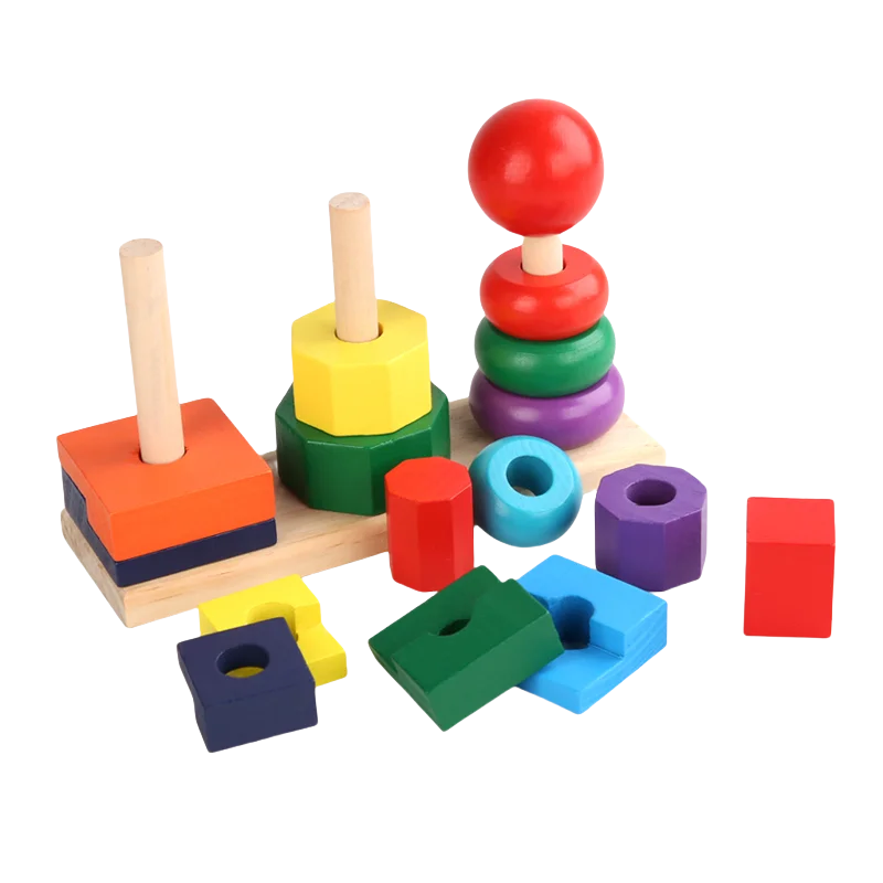 Stacker Toys Stackable Car Toys Rainbow Wooden Geometric for Kids Aged 2 to 4 and 5 to 7 Years Color Box Unisex Picture Playing