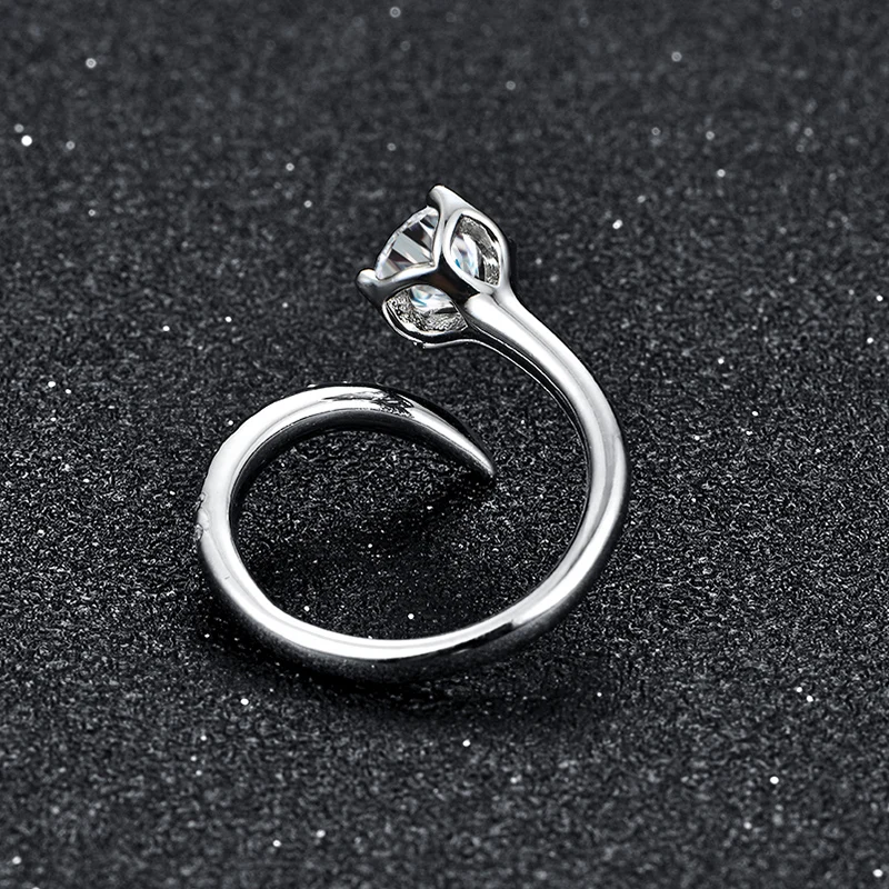  Атта камни пройти Diamond тесты Муассанит кольцо 925 Серебро Круглый отличный крой 1 карат D Цвет Свадебные