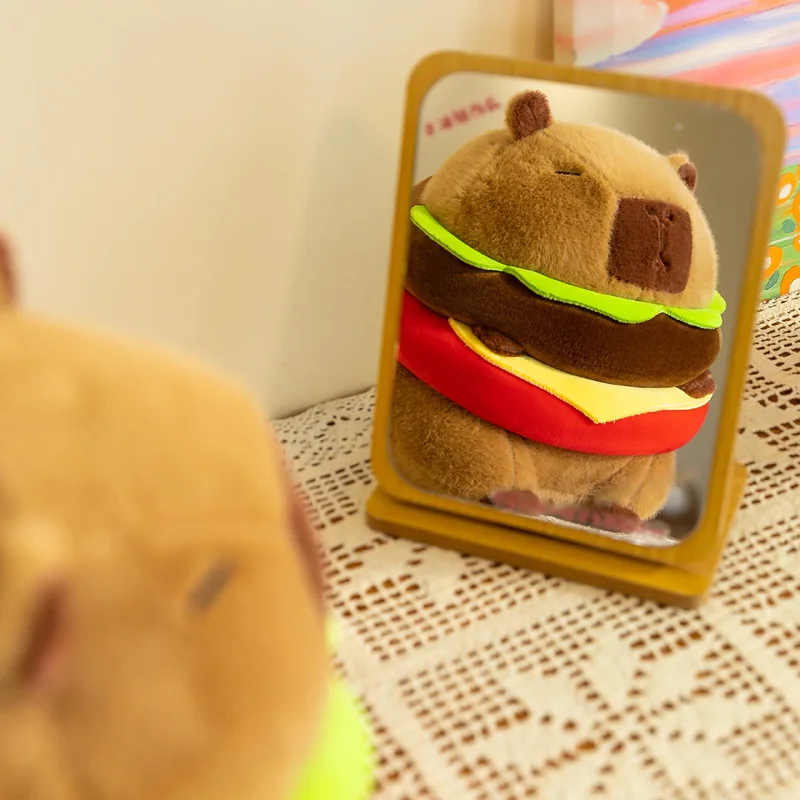 YuBon Capybara Plush Toy In The Shape Of A 20cm Hamburger Capibara Plush Pillow Cartoon Stuffed Doll Machine Best Holiday Gifts