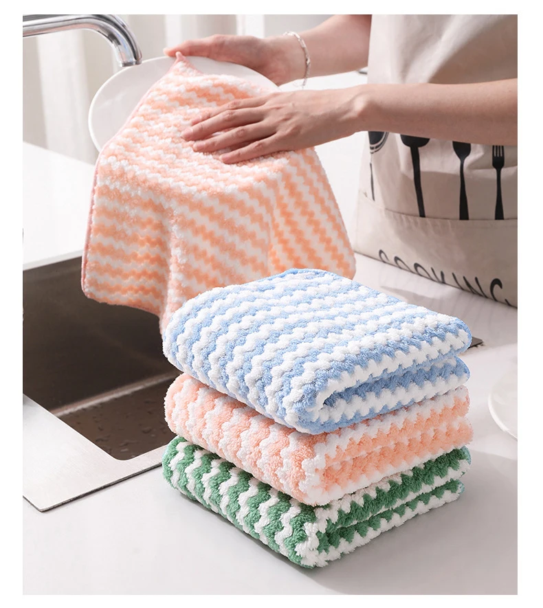 Factory Water Absorbent Thickened Microfiber Kitchen Dishcloth Dishtowel Cleaning Cloth Dish Cloth Dish Towels For Kitchen
