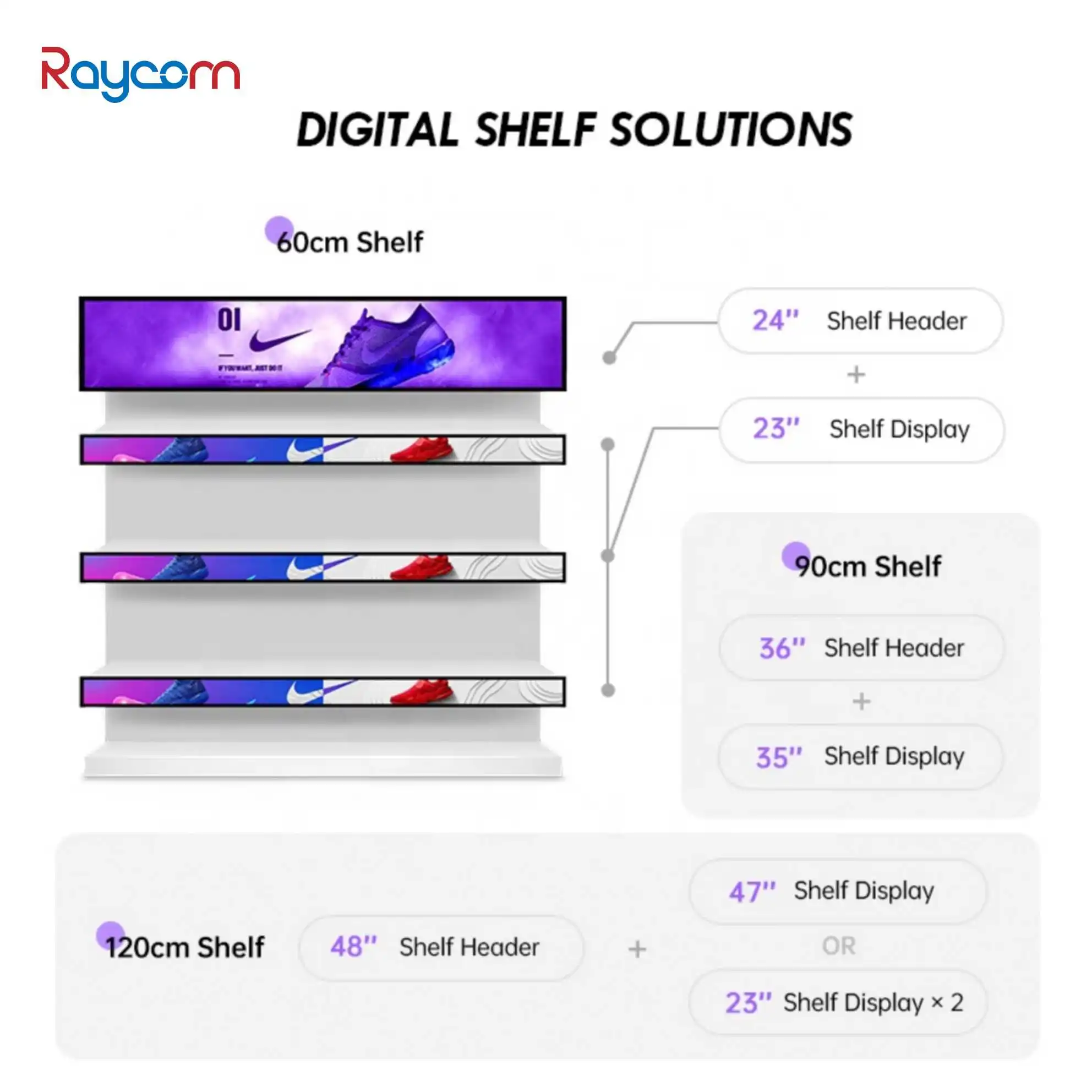 Ultra Wide Stretched Bar Advertising TV Ads Player LCD Commercial Supermarket Shelves Stretch Screen Shelf Edge Strip Display