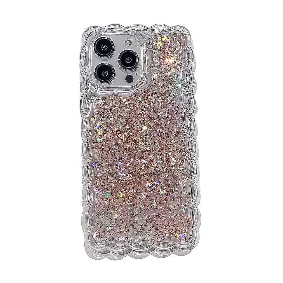 Luxury glitter bling Glue design tpu Transparent Shockproof phone case For iPhone 15 Pro max