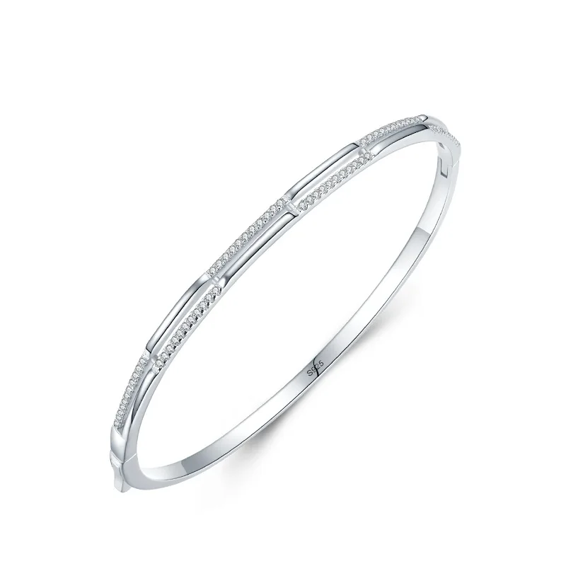 New Product Fine Jewelry Silver Bangle Temperament Zircon 925 Sterling Silver Fashion Bracelet Bangle For Women