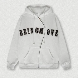 Hot Sale Autumn and Winter Heavy Duty American Style Embroidered Fleece Zipper Loose Hoodie Jacket for Men