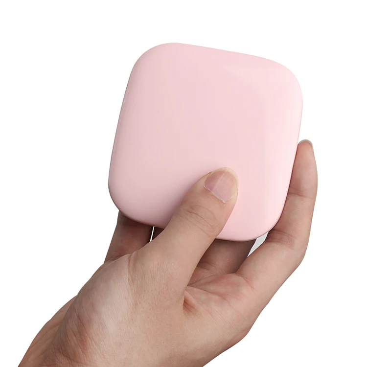 Производство на заказ, квадратные Розовые складные компактные зеркала для туалетного столика, светодиодные лампы по краю с подсветкой