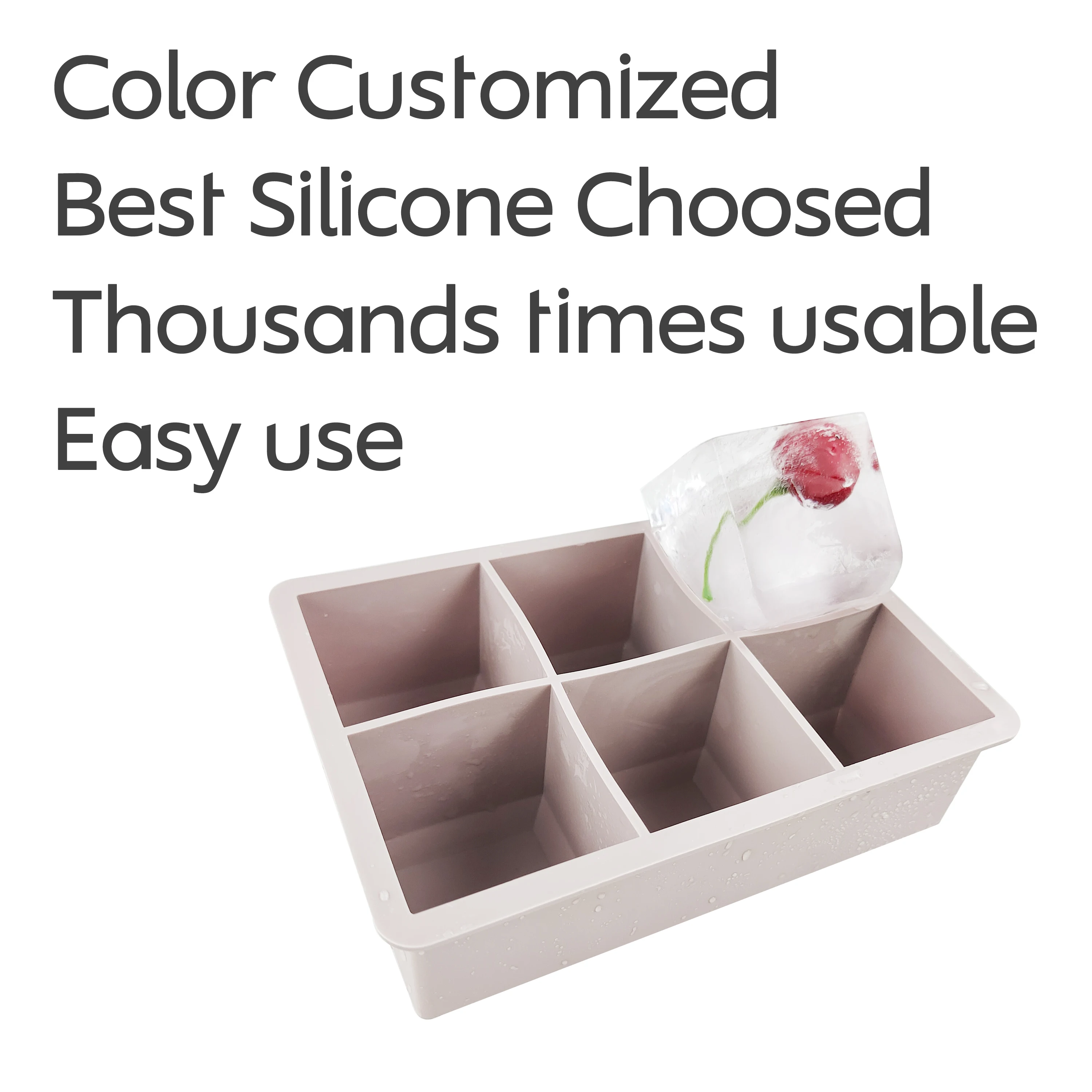 6 grids ice maker square shape ice molds reusable silicone ice cube tray