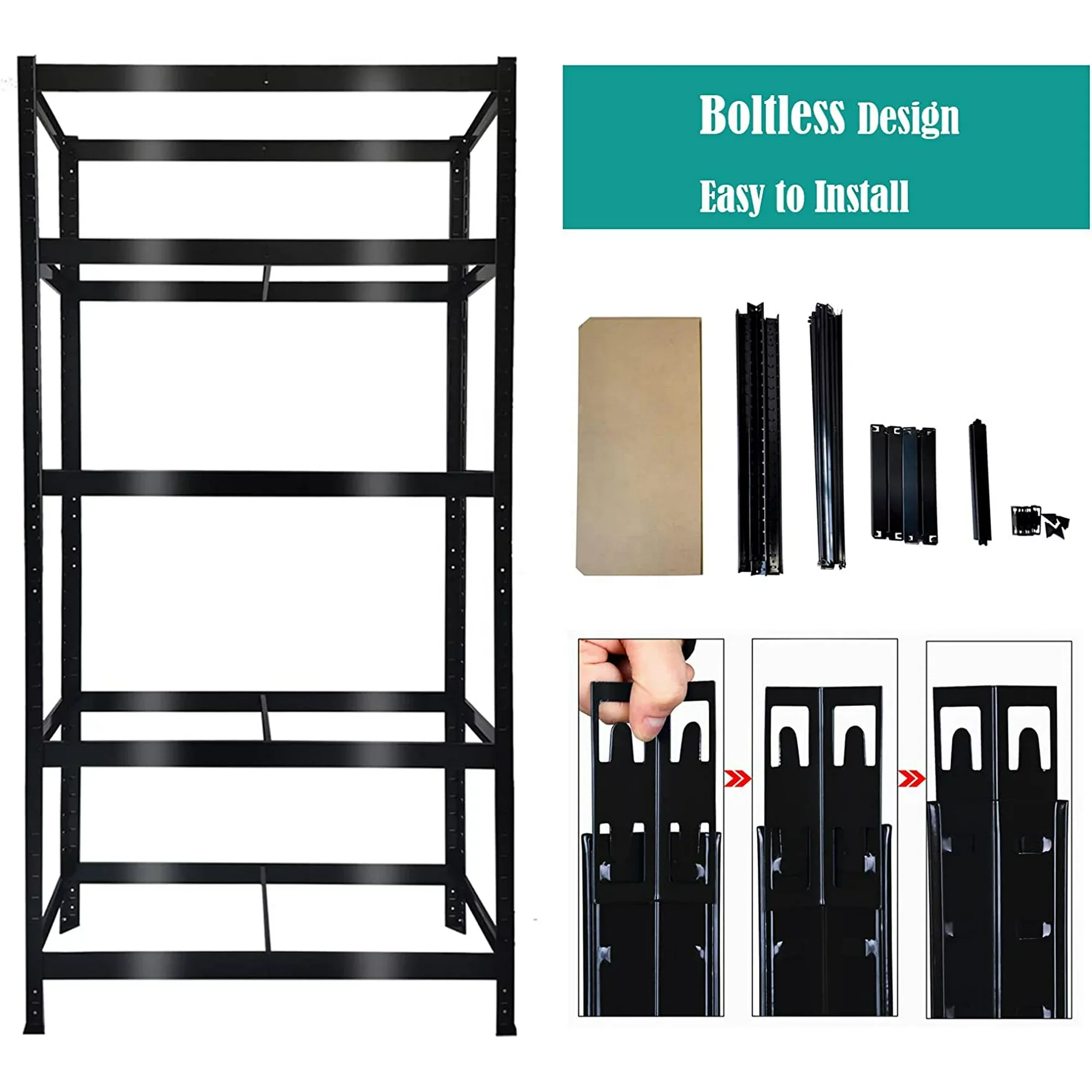 180Cm X 90Cm X 40Cm 5 Tier 175Kg Per Shelf Galvanized Garage Shelf Storage Racks Shelving Units
