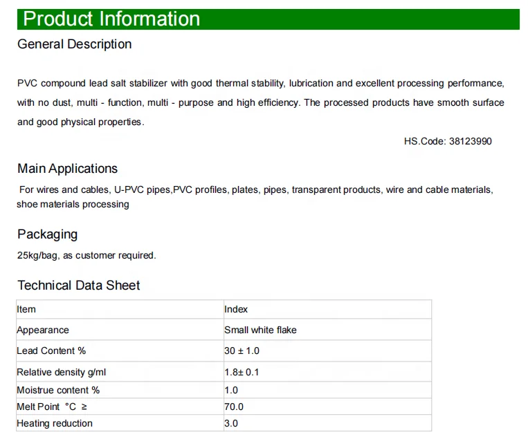 Lead Salt Compound Stabilizer Good Stability Factory Direct Sales Ca Zn Pvc Stabilizer
