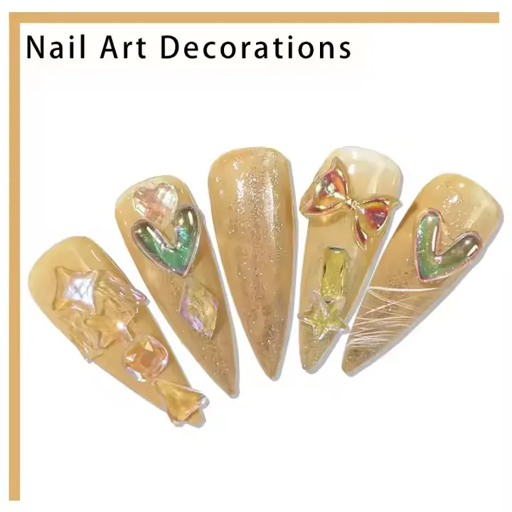 24 Glass Multiple shapes fluorescent Crystal Nails Art Rhinestone Flat Back Nails Charms Diamond Stone Decorations