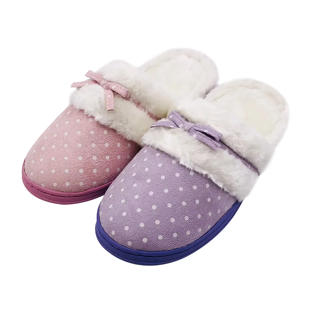 Женские милые тапочки из микрозамши с эффектом памяти удобные плюшевые украшением в виде банта плоские для спальни помещении