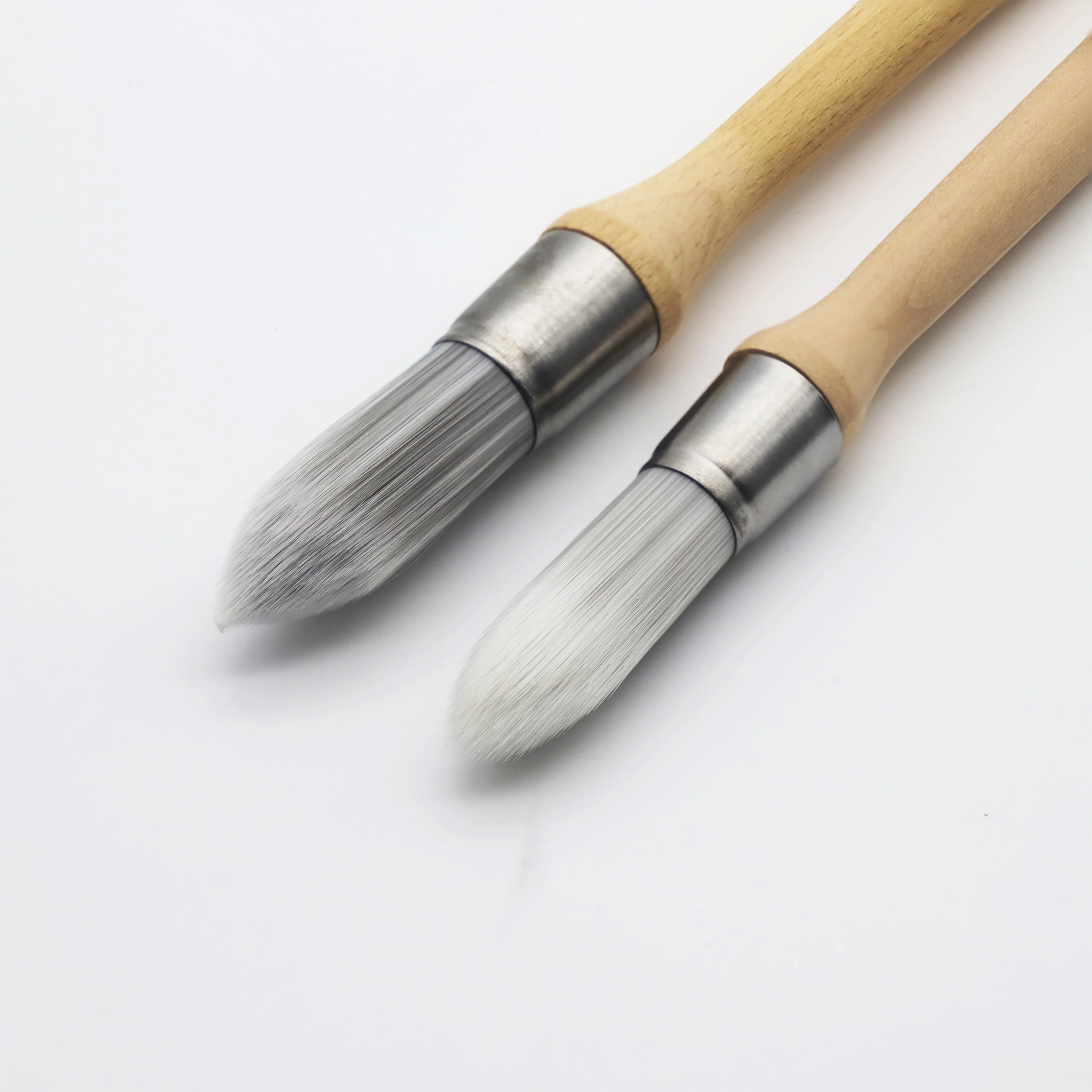 Wholesale Industrial & DIY Durable Wall Wood Painting Brush Synthetic Fiber with WOOD Handle round Epoxy Glue OEM Brush