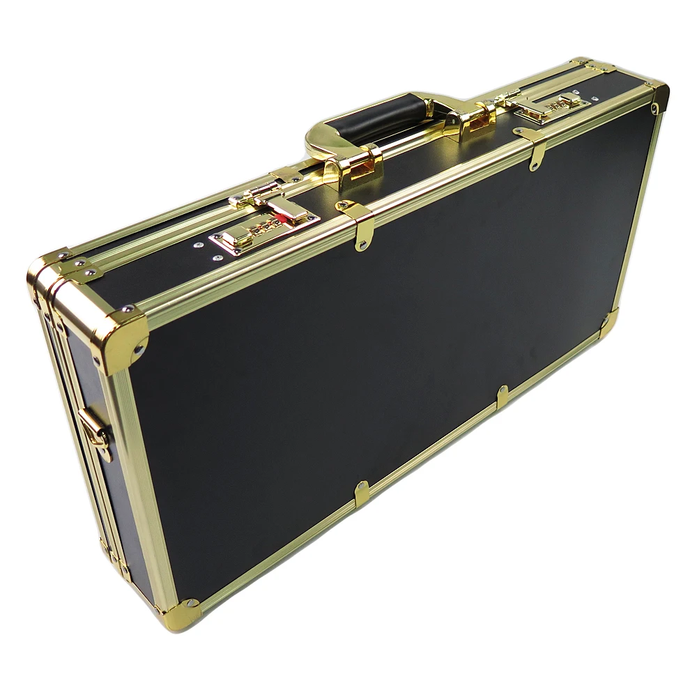 Новый дизайн, оптовая цена, алюминиевый портфель, золотой дорожный индивидуальный вращающийся инструмент, клипер, парикмахерский комплект с красивым чехлом