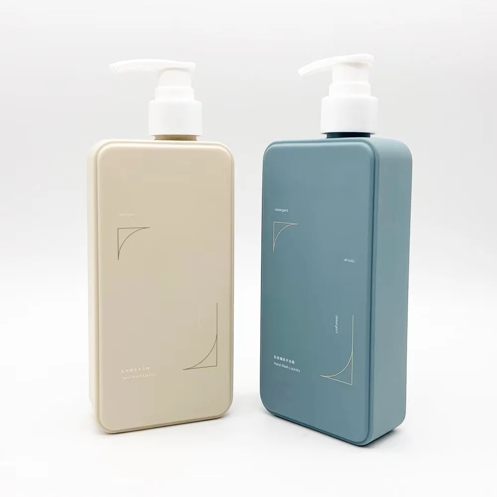 Recycled 400ml square plastic bottle hdpe body lotion bottle soft touch hdpe cosmetic containers