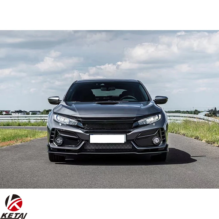 2020, тип R, карбоновый вид, автомобильный бампер, боковая юбка, комплект кузова для HONDA CIVIC 2020-2022