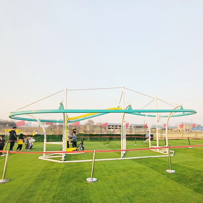 Fun Rides Outdoor Amusement Park Product Zip Line Mini Roller Coaster Bicycle Children Ropeway Games
